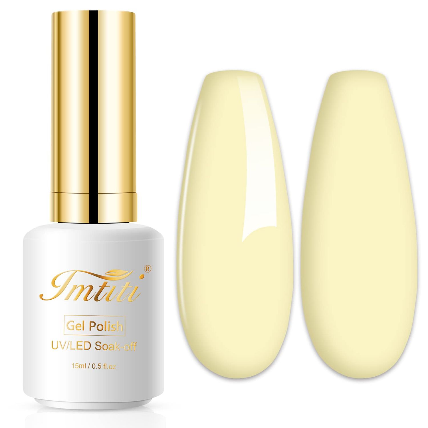 Imtiti Pastel Gel Nail Polish, 0.5 Fl Oz Creme Light Yellow Gel Polish Soak Off LED U V Nail Gel Polish Neutral Spring Summer Easter Gel Nail Polish DIY Nail Art Starter Manicure Salon Gel Nail Kit