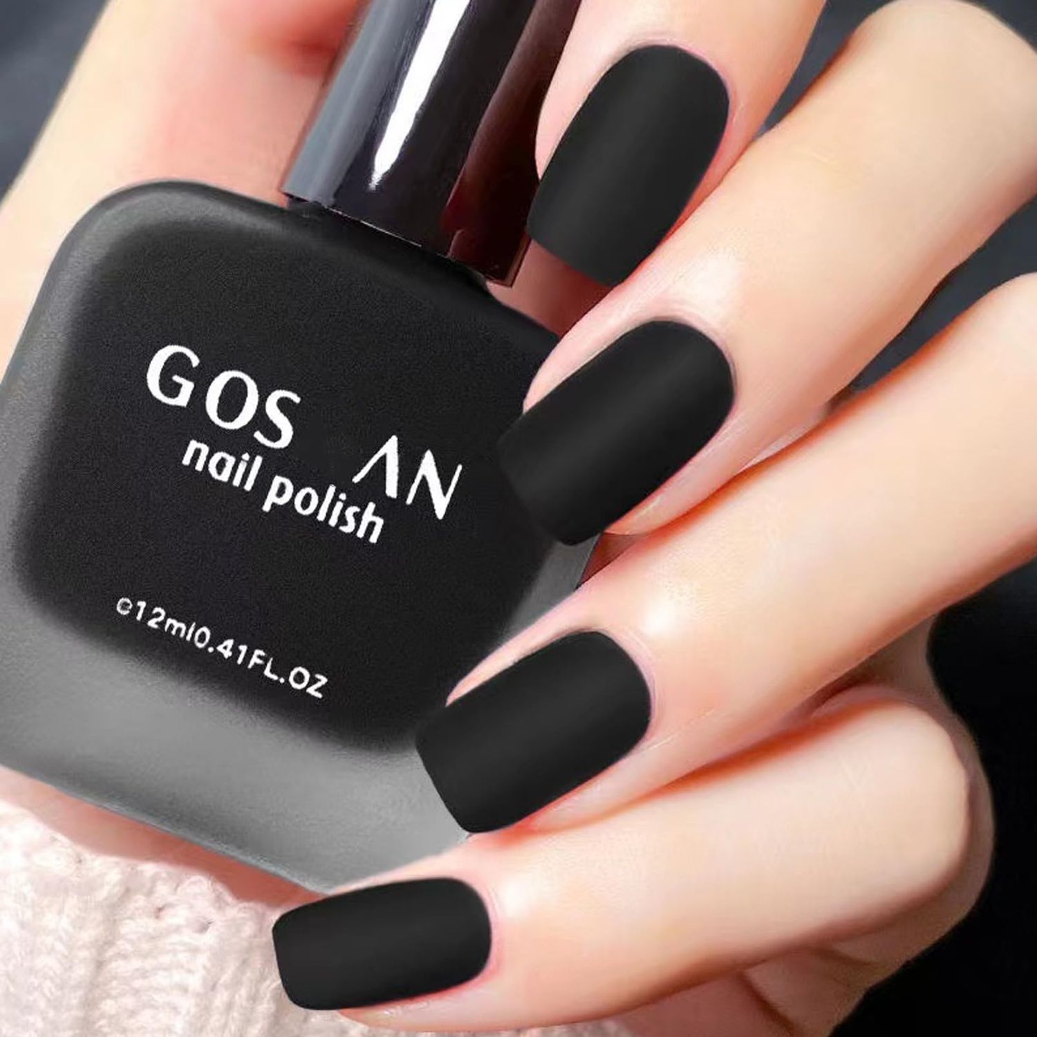 ASMAYSA Matte Black Nail Polish - Fast Dry, Dark Shade, Matte Top Coat, 12ML