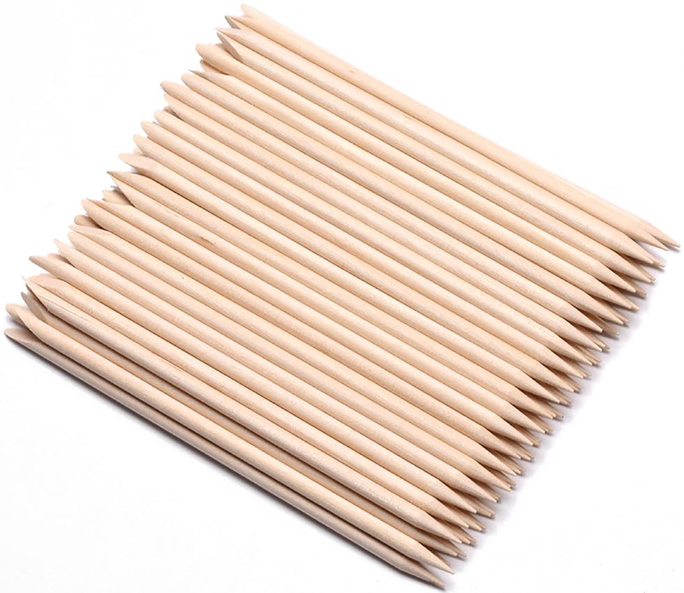120 Pcs Orange Sticks for Nails - Borogo Orange Wooden Nail Sticks Double Sided Multi Functional Cuticle Pusher Remover Manicure Pedicure Tool