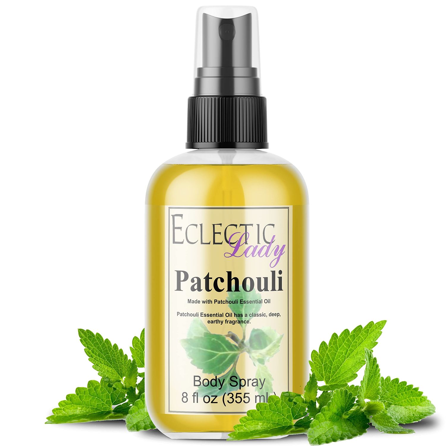 Body Spray for Women, 8 Oz (Double Strength) Patchouli Essential Oil Body Mist with Long-Lasting Fragrance, Earthy &amp; Clean Scent Reminiscent of the 1960s &amp; 70s, Light, Subtle Perfume with Wood Notes,