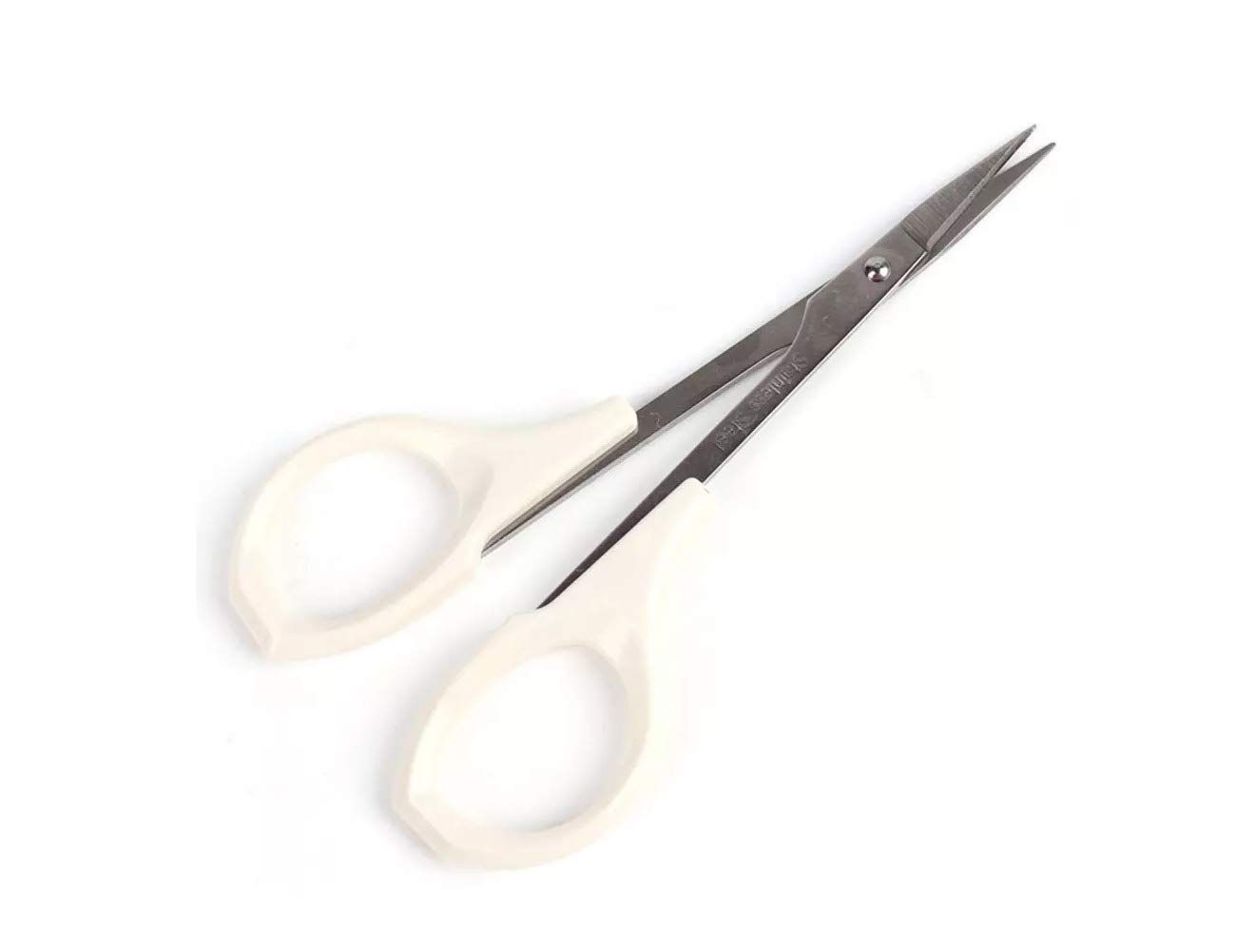 EMILYSTORES Eyebrow Scissor 4 Inch Trimming Manicure Lash Scissors for Multi-Purpose Cuticle Pedicure Beauty Grooming Kit for Nail, Eyelash, Dry Skin, Striaght Blade (White_Straight)