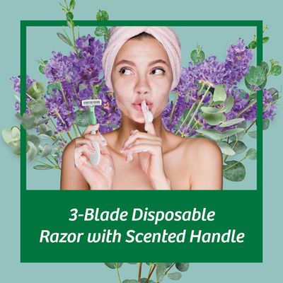 BIC Soleil Escape Scented Womens Disposable Razors, 3 Blades, Comfortable Shave, Lavender &amp; Eucalyptus Scented Handle Shaving Razors for Women, 4 Count