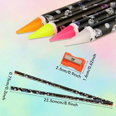 Telooco 4Pcs Rhinestone Picker Tool Self Adhesive Wax Pencil Diamond Art Tools Rhinestone Applicator Nail Point Drill Pen Resin Picker Dotting for Nail Art DIY with Pencil Sharpener