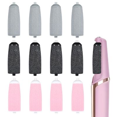 PEOVLVN 12 Pieces Pedicures Replacement Heads, Replacement Roller Refill Heads Compatible with Electric Foot File Callus Remover Pedicure Tools for Feet (6 Coarse &amp; 6 Fine Rollers)