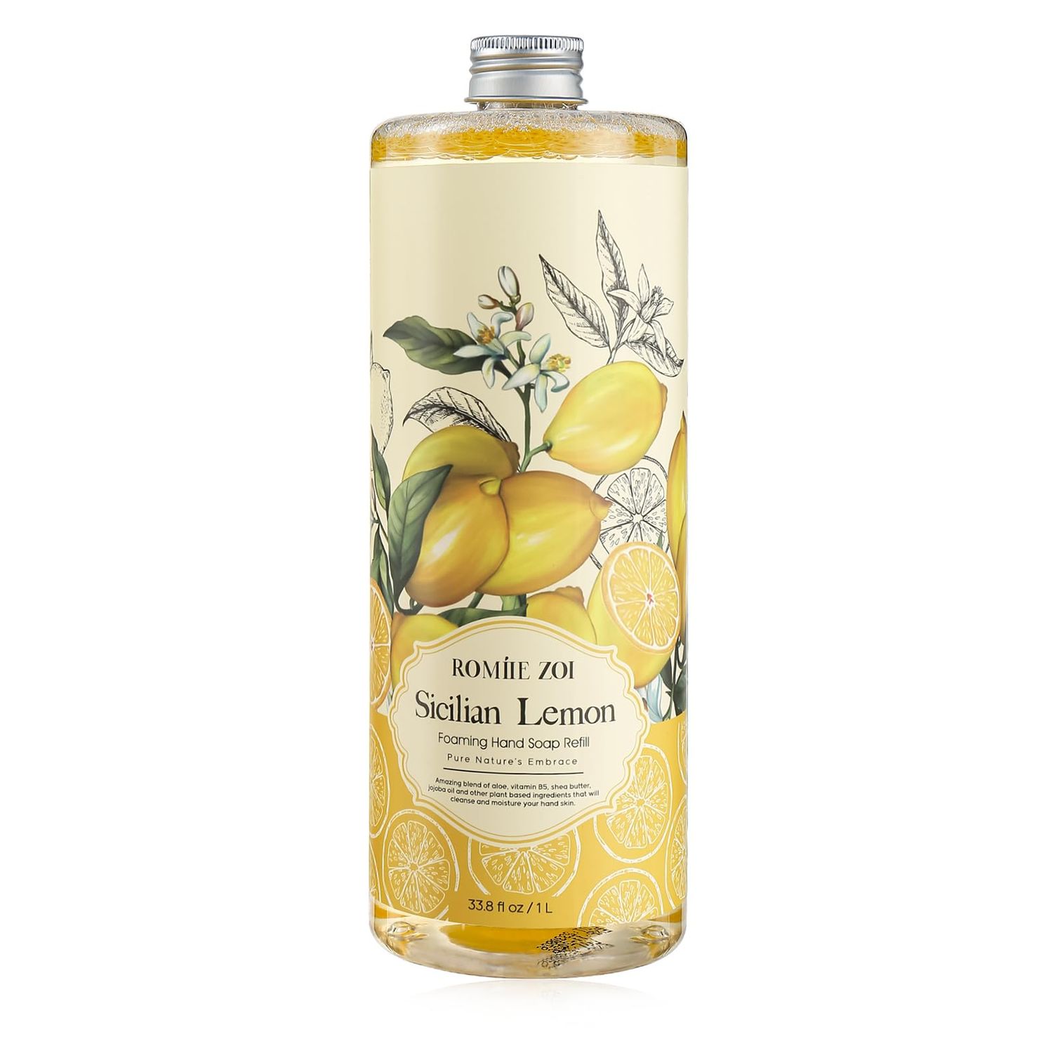 ROMIIE ZOI Foaming Hand Soap Refill, Lemon, Gentle &amp; Moisturizing Formula, 1 L/ 33.8 FL OZ