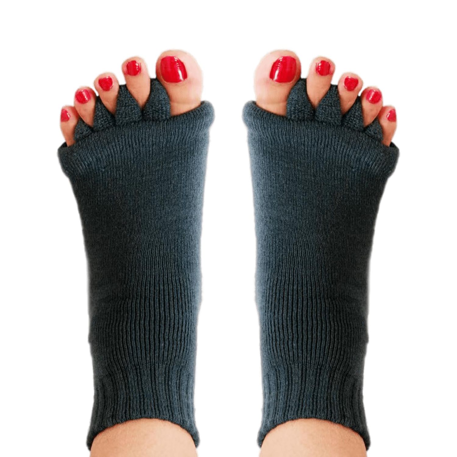 Hydrothotics Happy Feet Toe Separator Comfortable Alignment Socks - Washable Massage Socks for Foot Cramp &amp; Hammertoes Prevention - Black