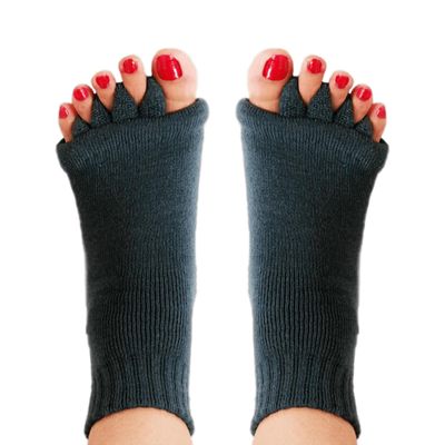 Hydrothotics Happy Feet Toe Separator Comfortable Alignment Socks - Washable Massage Socks for Foot Cramp &amp; Hammertoes Prevention - Black