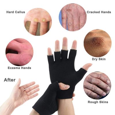 Fingerless Moisturizing Gloves for Dry Hand - Silicone Gel Infused Lotion Spa Glove for Eczema Hand Skin Care Overnight Treatment | Healing Repair Cracked Finger Aloe Moisturizer Gloves for Adult