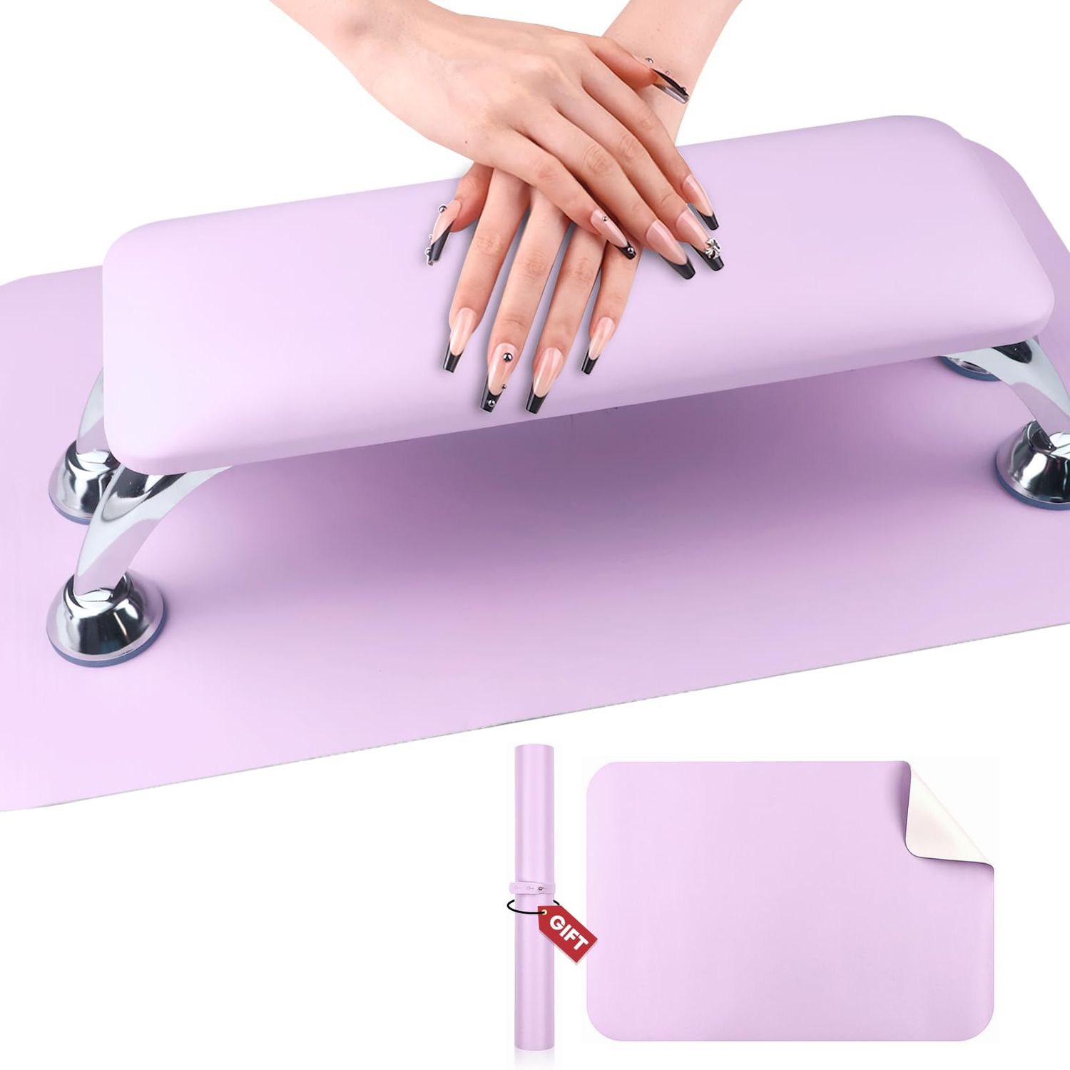 SAVILAND Arm Rest for Nails Tech Professional: 15.75.95.5 Inches Hand Rest for Nails Tech Purple Super-Comfort Big Nail Arm Restwith Microfiber Leather Mat Hand Pillow Cushion Nail Salon Manicure