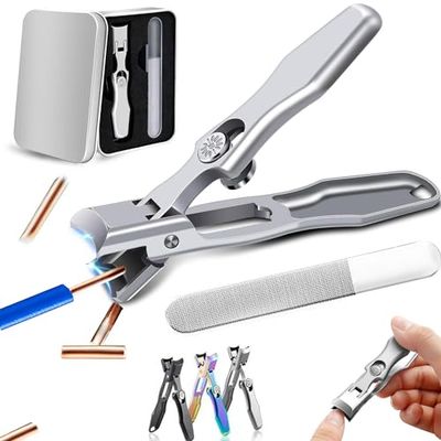 German Nail Clippers for Men, 2025 Upgraded Ultra Sharp Stainless Steel Nail Clippers for Thick Nails, The Luxurious Ultra Sharp Nail Clippers Set with Nail File for Seniors Men Women (Silver)