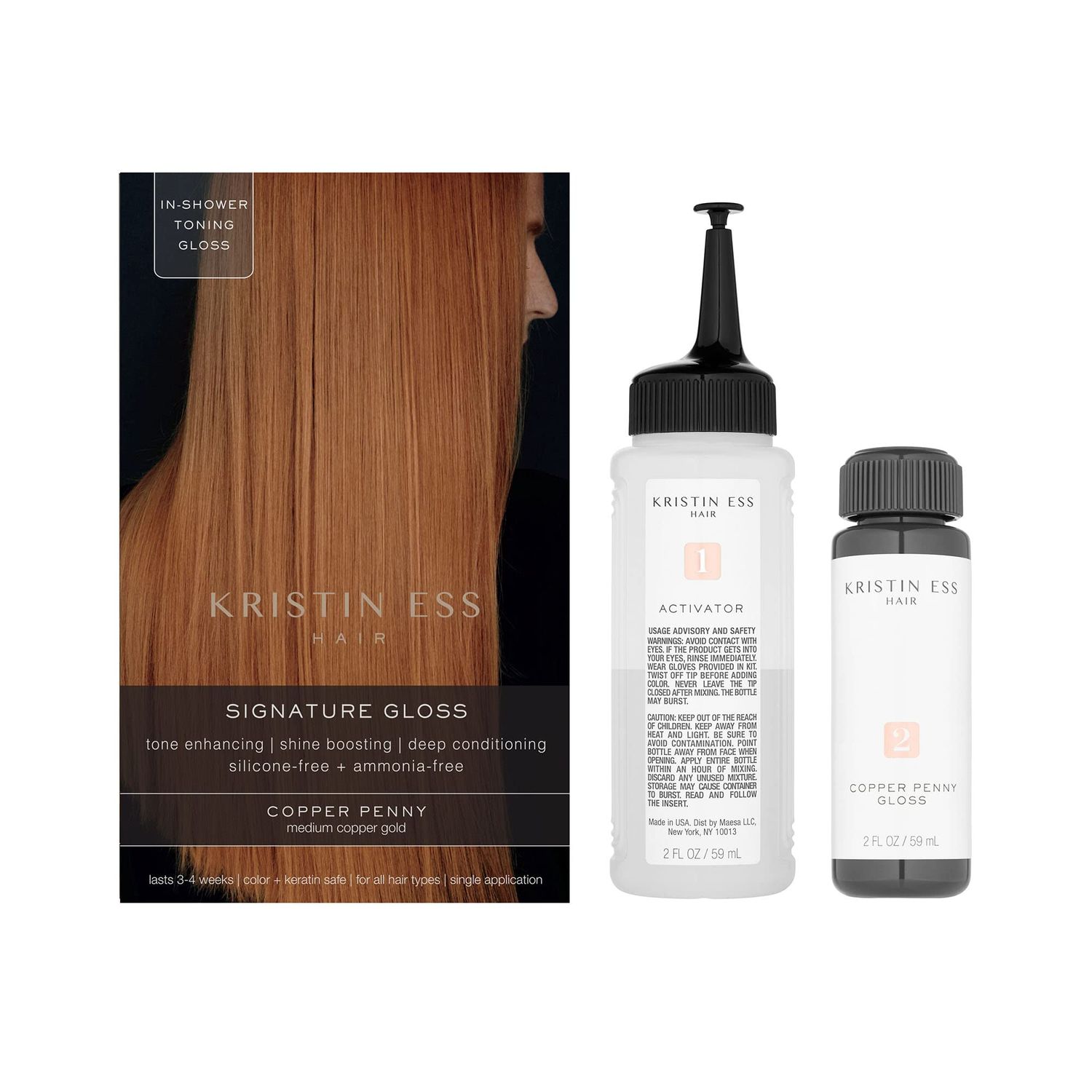Kristin Ess Hair Copper Penny Gold Hair Dye Hair Gloss - Red, Auburn Strawberry Blonde Hair - Anti Brass Shine Boosting Deep Conditioning Treatment for Women - Vegan - Phthalates Paraben Free
