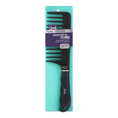 GOODY Total Texture Detangling Handle Comb, Wide Spaced Teeth Preserve Curl Definition, Pain-Free Hair Accessories for Women &amp; Girls, Durable for Everyday and Professional Use, Black