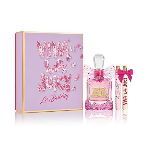 Juicy Couture Viva La Juicy Le Bubbly Eau de Parfum 3 Piece Fragrance Gift Set, Amber Fruity Perfume for Women with Notes of Pink Berries, Gardenia &amp; Golden Amber, 3.4 fl oz