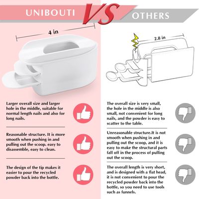 Unibouti Dip Powder Recycling Tray System with Cleaning Brush, Nail Rhinestones Glitter Pearl Recycling Saving Tool, Nails Tech Must Have, White