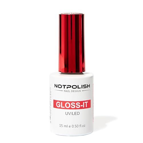Notpolish Gloss-It Nail Top Coat - Shiny, No-Wipe Clear Top Coat Gel Nail Polish for Long-Lasting, Glossy Finish - Quick-Curing, Chip-Resistant Formula for Gel, Acrylic &amp; Dip Powder Nails (0.5 oz)