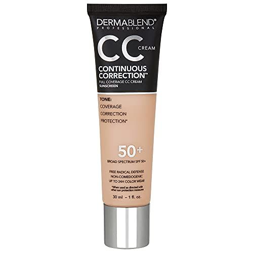 Dermablend Continuous Correction Tone-Evening CC Cream Foundation SPF 50, Full Coverage Foundation Makeup &amp; Color Corrector, Non-Comedogenic