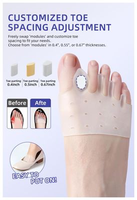 Hewaomm Adjustable Hyggear Silicone Toe Separators, 2 Pairs Spacers Bunion Corrector for Women Men, Ball of Foot Cushions for Overlapping Hammer Big Toes