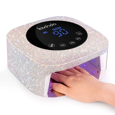 Lavinda UV LED Nail Lamp for Gel Nails, Cordless Rechargeable Nail Light with 4 Timer Settings, Touch LCD Display, Removable Base, 54W Professional Nail Dryer for Salon Home Use Diamond Design