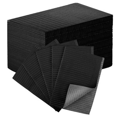 50pcs Disposable Nail Mats Foldable Nail Paper Towels for Table Acrylic Nail Practice Sheet, 3 Ply Waterproof Clean Nail Table Practice Mat for Salon Manicure Tattoo 13 x 18 (Black)