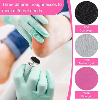 Rolybag Sanding Paper Discs and Metal Nail Drill Bit 25mm Pedicure Disc Replacement Sanding Discs Bits for Nail Drill Foot Files Electric Remover Dead Skin Callus (80150240 Grit)