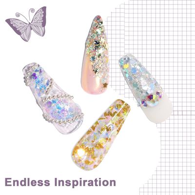 Laza 8 Colors Nail Art Glitter Diamond Dust Iridescent Nail Powder Chunky Glitter Confetti Foil Flakes Sequins for Nail Art Supplies, Gel Polish, Mermaid Makeup, Body, Resin - Dancing Sparkle