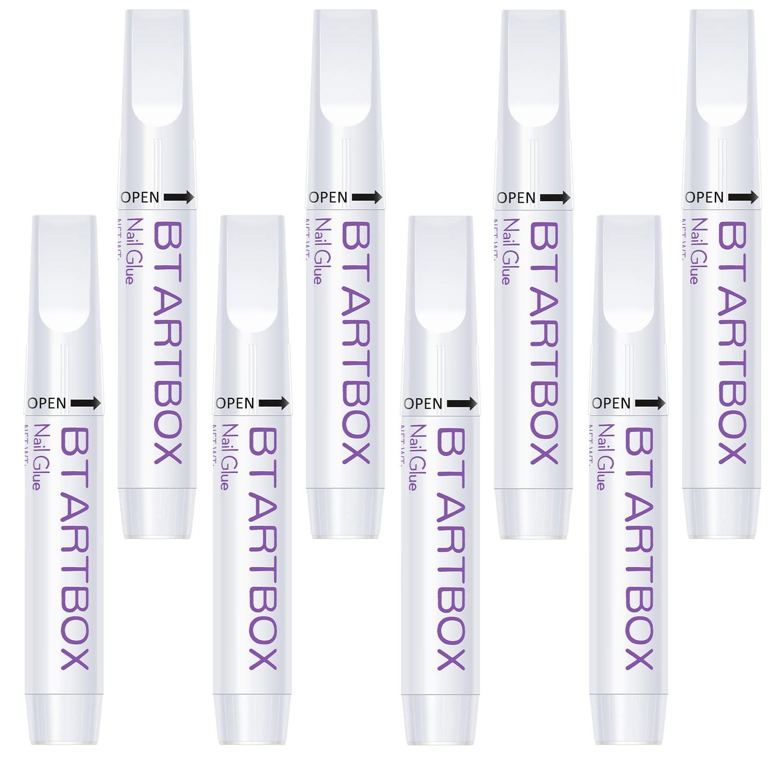Nail Glue for Acrylic Nails - Nail Glue for Press On Nails, 8 Pcs BTArtbox Adhesive Super Bond for Fake Nails Tips Long Lasting, 0.07 oz
