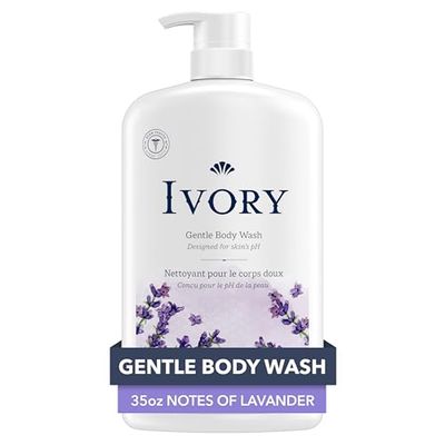 Ivory Gentle Body Wash, Designed for the Whole Family, Free of Dyes Heavy Perfumes Parabens Phthalates &amp; Silicones, Lavender Scent, 35 oz