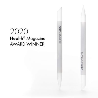 GERMANIKURE 2 Pc Glass Bundle - Crystal Glass Cuticle Stick & File Away Your Worries Nail File in Suede Sleeves - Handmade in Czech Republic - Pro Manicure Supplies - Cuticle Pusher, Callous Remover