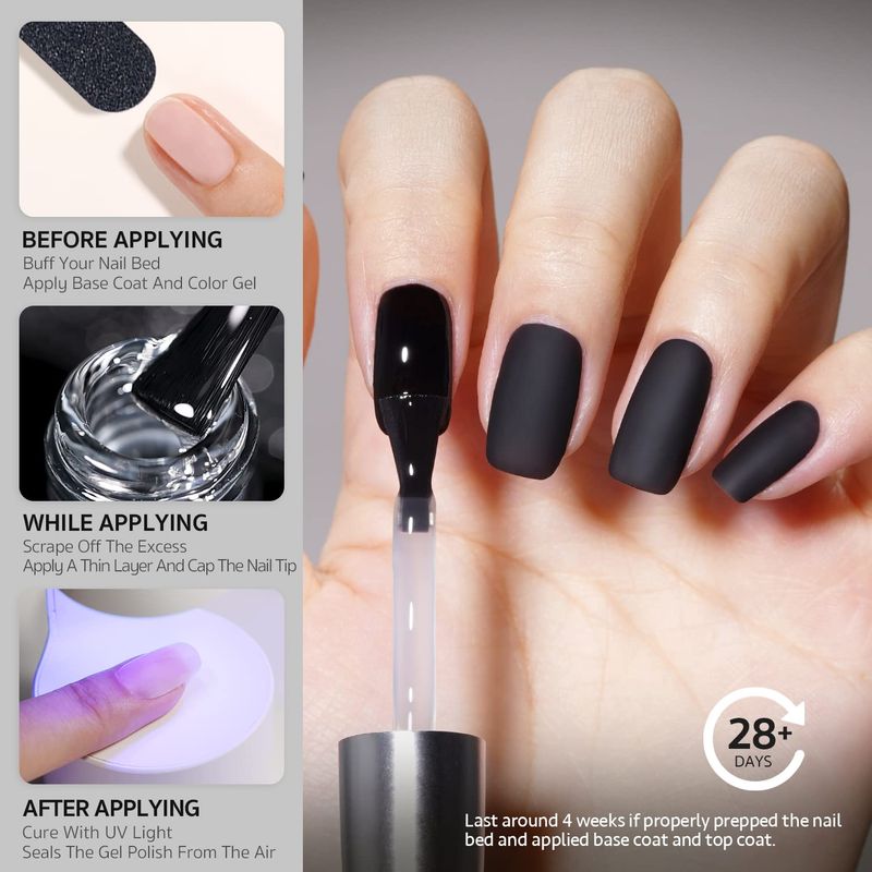 GAOY Matte Gel Top Coat, 16ml No Wipe Matte Finish for Long Lasting UV Gel Nail Art DIY
