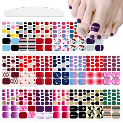 YECIRALA 20 Sheets 440 Pcs Fashion Designs Toe Nail Stickers Full Nail Wraps for Women Toenails Gel Nail Polish Stickers for Toes Nails Strips Stick On Nails Polish Strips Decals