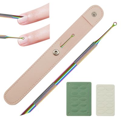Color Titanium-Circle Bevel Shovel Double Head Cuticle Remover Pusher, Double head design Cuticle Pusher Tool, Nail Cuticle Remover, Cuticle Tools Suitable for professional manicurists and home use