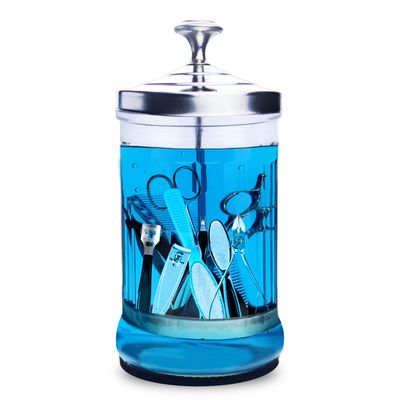 Namgznso Disinfecting Jar, 33 Oz Manicure Container With Removable Basket for Nail Tools, Small Glass Barber Supplies Disinfectant