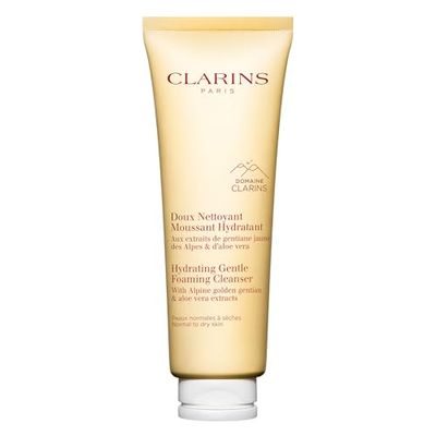 Clarins NEW Hydrating Gentle Foaming Face Cleanser | Cleanses, Soothes, and Softens | Contains Aloe Vera to Boost Hydration | Soap-Free | SLS-Free| Normal To Dry Skin Types | 4.2 Ounces