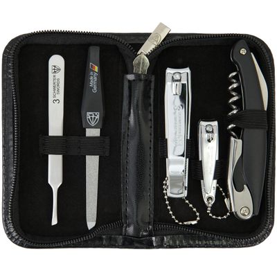 3 Swords Germany - brand quality 5 piece manicure pedicure grooming kit set for professional finger &amp; toe nail care scissors clipper fashion leather case in gift box, Made by 3 Swords (00804)