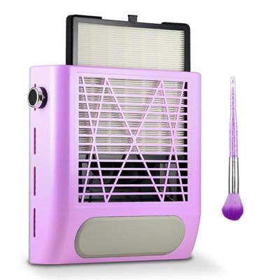 Nail Dust Collector with Reusable Filter &amp; Brush, 80W Powerful Adjustable Electric Nail Fan Dust Vacuum Suction Extractor for Acrylic Gel Nails Polishing Manicure Tool, Low Noise