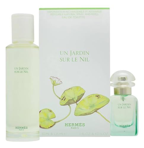 HERMES Un Jardin Sur Le Nil 2-Piece Unisex Gift Set, (4.2 Oz Eau De Toilette Refillable Spray 1.0 Eau De Toilette Refillable Spray)