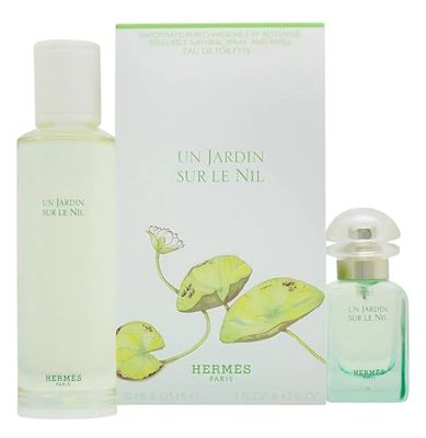 HERMES Un Jardin Sur Le Nil 2-Piece Unisex Gift Set, (4.2 Oz Eau De Toilette Refillable Spray 1.0 Eau De Toilette Refillable Spray)