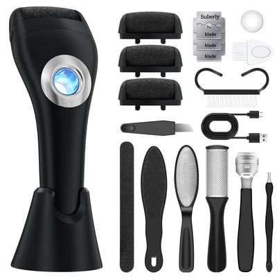 Foot Scrubber Callus Remover for Feet - with Holder &amp; RingLight, Portable Pedicure Kit Foot File Callus Remover, Waterproof Professional Pedicure Tool Foot Care for Deadskin Hard Cracked Dry Skin