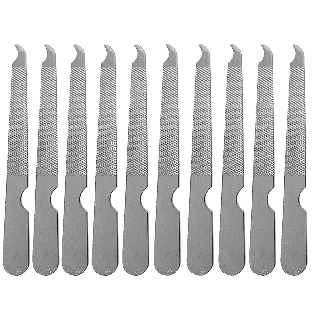 10 Pack Nail File Set Stainless Steel Double Side Nail File Silver Stainless Steel Double-Sided Nail File Trim Manicure Tool for Hand and Foot Care in Nail Salon Silver