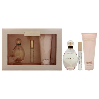 SJP Lovely - Womens Perfume and Body Care Gift Set - Includes Eau De Parfum, Rollerball, and Soft Lotion in Iconic Lovely Fragrance - Notes of Mandarin, Lavender, and Apple - 3 pc