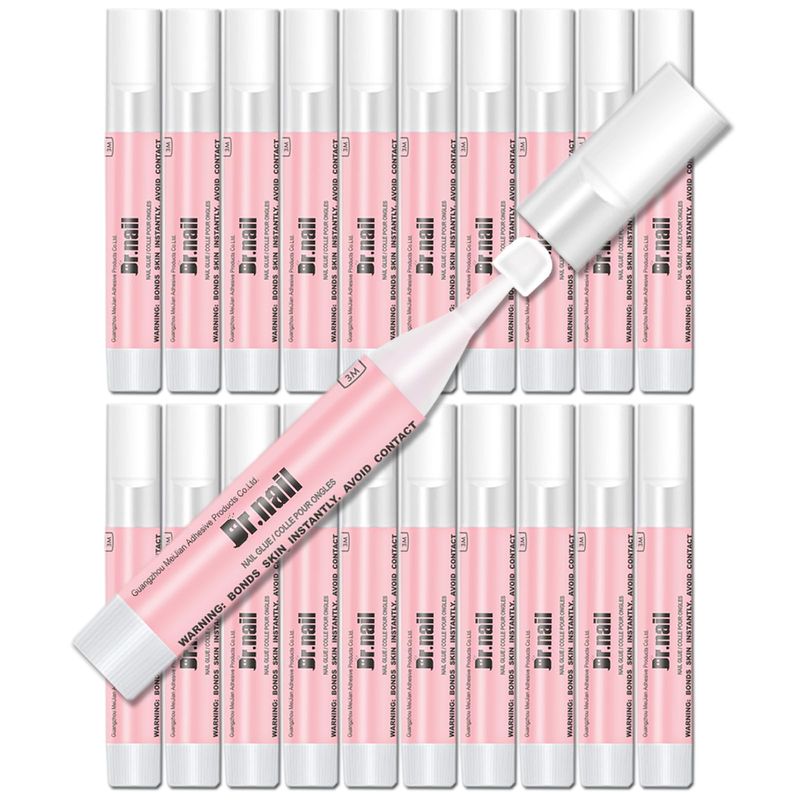 Super Strong Nail Glue for Acrylic Nails, Press On Nails and Nail Art - 20 Pack, 0.07oz per Tube, Fast Drying, Long-Lasting Nail Adhesive Bond for Nail Tips, Broken Nails Repair, No Need for UV Lamp