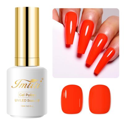 Imtiti Neon Gel Nail Polish, 15ML Orange Red Gel Polish spring summer Soak Off LED UV DIY Nail Art Starter Manicure Salon