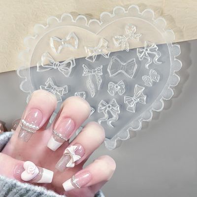 3D Bow Molds Silicone Nail Tools Cute Bow Knots Nail Molds Cute Nail Charms Resin Molds Nail Art Carving Mix Bows Nail Stencils Silicone Molds for Resin Nail Art Supplies for Women Acrylic Nails DIY
