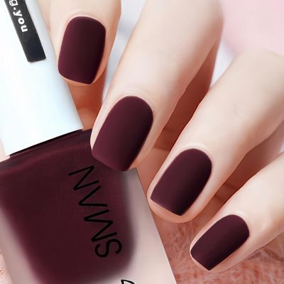 ASMAYSA Dark Red Matte Top Coat Nail Polish, Air Dry Matte Gel Nail Polish, Wine Red Gel Nail Polish, Burgundy Nail Polish Colors Fast Dry for Women &amp; Girls, Matte Nail Polish Top Coat for Nail Art