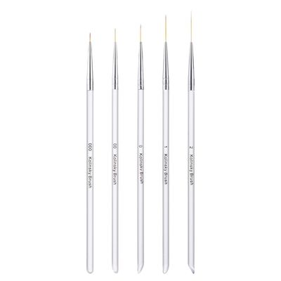 5Pcs Nail Art Liner Brushes Set, Manicure Brush Fine Drawing Thin Lines Painting Details Striping Design For Gel Polish Dotting Pen Transparent Handle Home DIY, 6/9/12/18/24mm