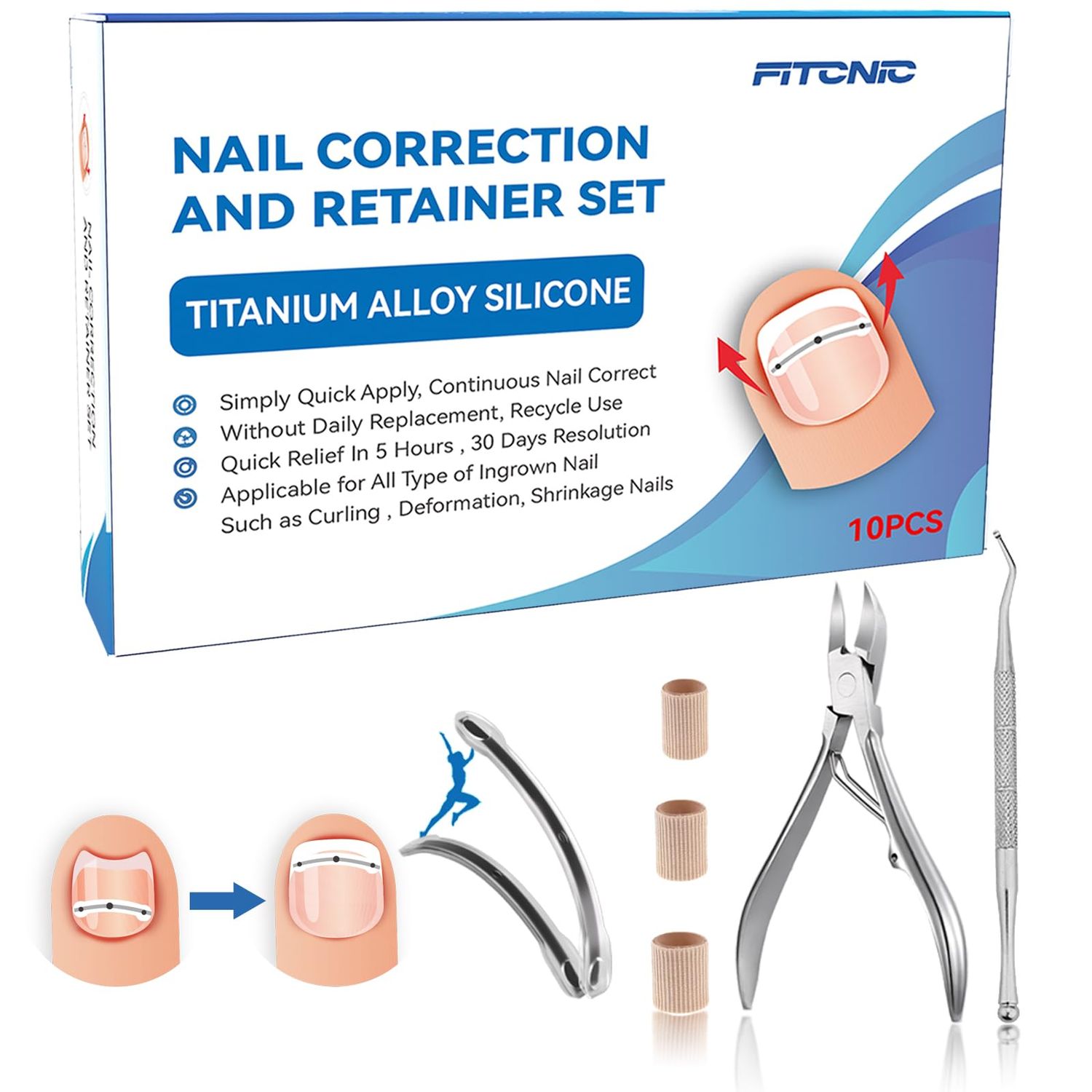 Titanium Alloy Ingrown Toenail Treatment, Ingrown Toenail Corrector for All Size Curve Correct Ingrown Toenail and Toenail Straightener of Big Toe