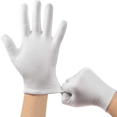 8Pairs White Cotton Gloves for Eczema, White Cotton Eczema Gloves for Dry Hands Sleeping, Breathable Machine Washable Cloth for Men and Women 1