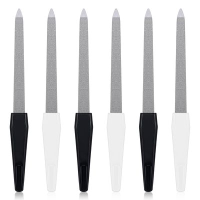 6 PCS Metal Nail Files for Women, Stainless Steel Nail File Double Sided Diamond Emery Boards for Nails Professional Nail File for Gel and Acrylic Nails Fingernail Files for Women Men (Black, White)