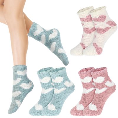 3 Pairs Aloe Socks Moisturizing Spa Socks, Winter Warm Home Sleeping Socks Dont Shed Lint, Women Spa Pedicure Foot Care Socks Fluffy Slipper Socks