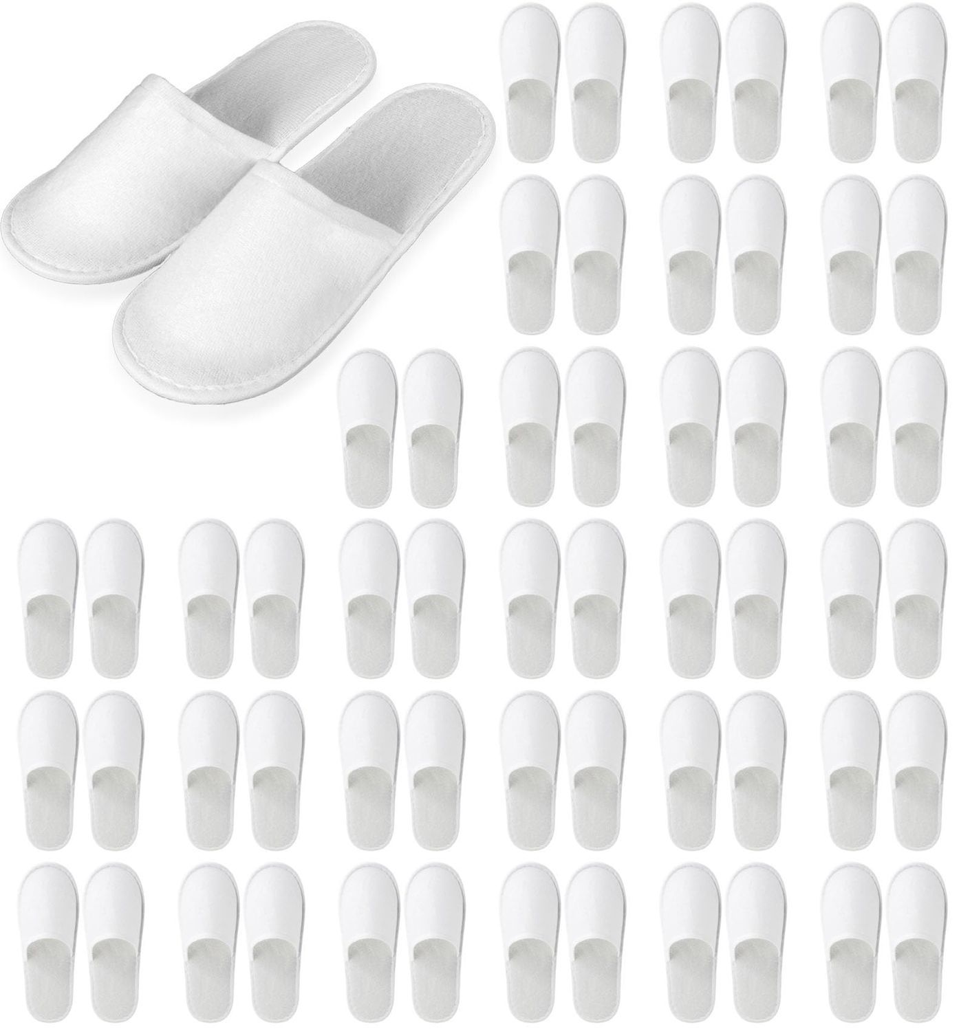 Nexboraque 30 Pairs 10.5 Inch Disposable Slippers for Guests, White Spa Slippers Bulk House Slippers Non Slip Closed Toe Travel Slippers for Hotel Guests Women Men, Medium